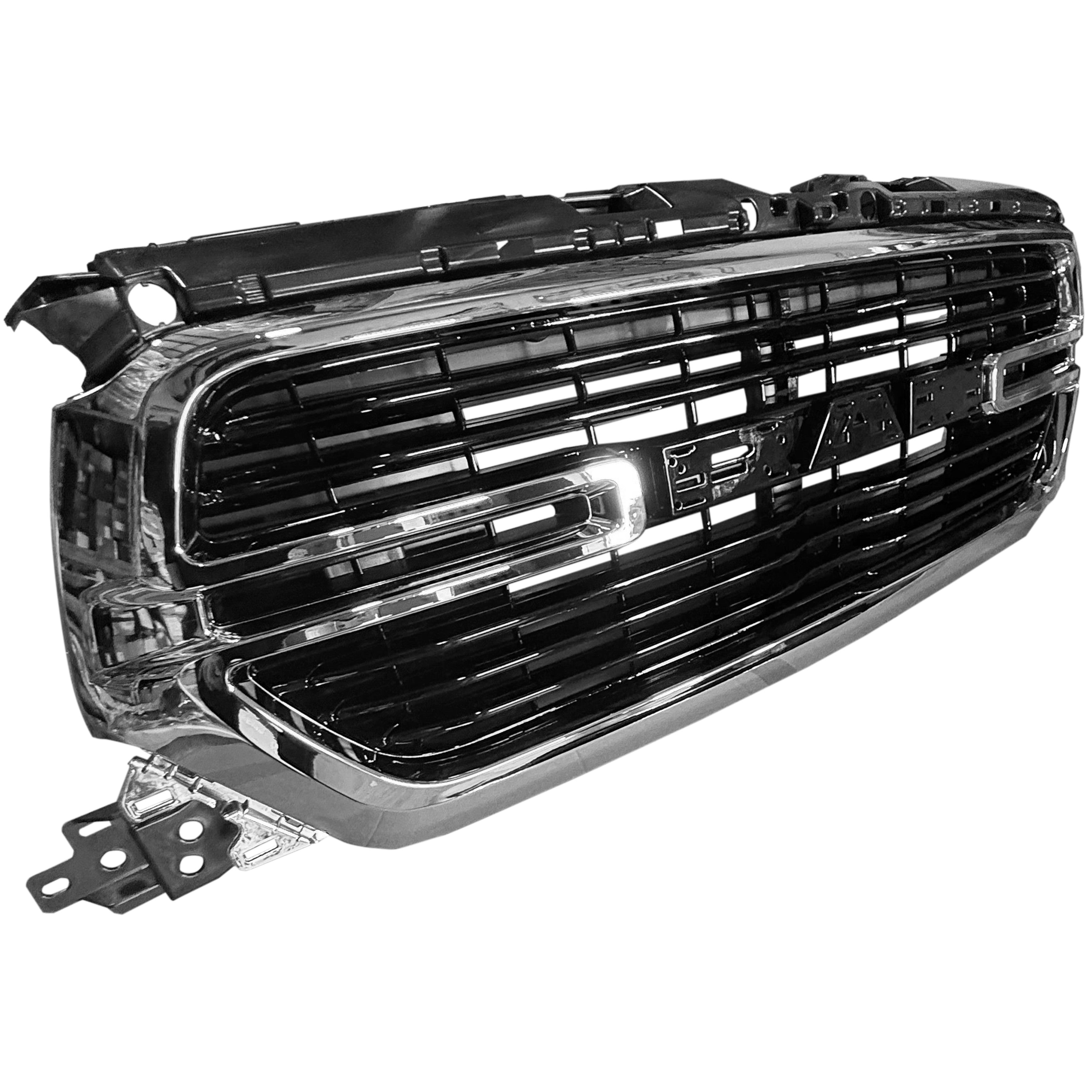 For 2019 2020 2021 2022 2023 2024 Dodge Ram 1500 Front Bumper with Dark Chrome Grilles Sensor Holes Assembly Set