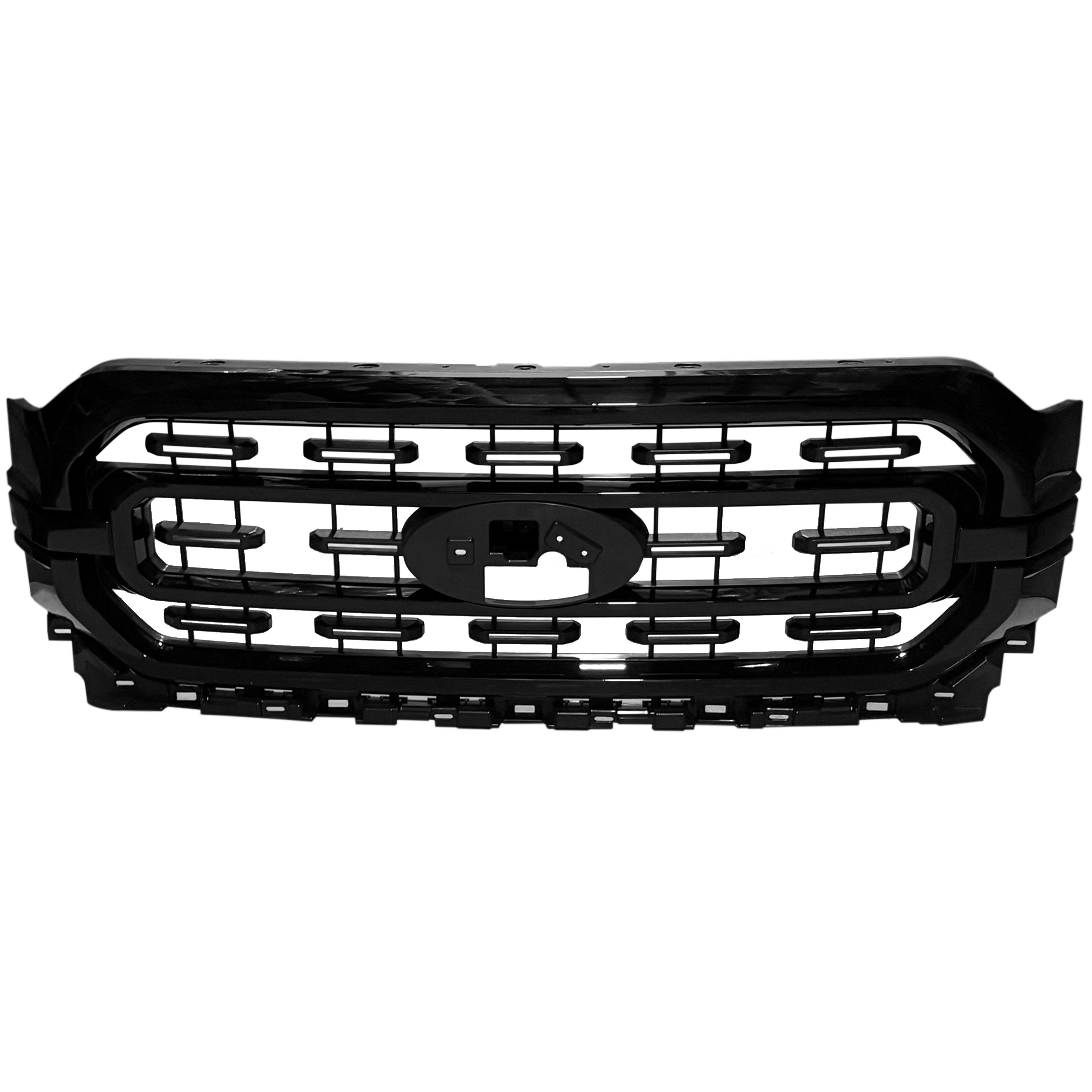 For 2021 2022 2023 2024 Ford F150 F-150 Front Bumper Pick-Up Grill Grille Black Gloss XLT Style Assembly ML3Z8200DA