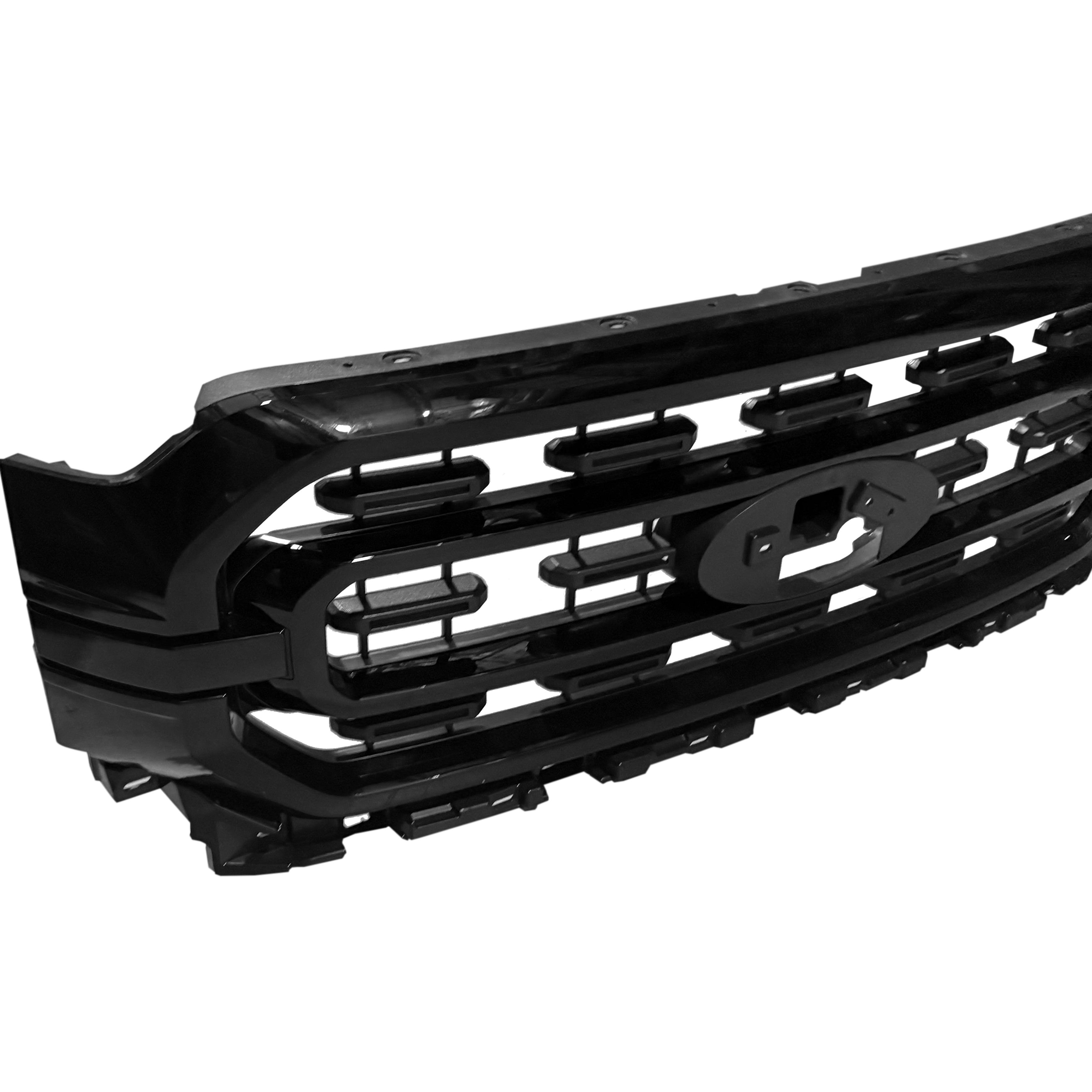 For 2021 2022 2023 2024 Ford F150 F-150 Front Bumper Pick-Up Grill Grille Black Gloss XLT Style Assembly ML3Z8200DA