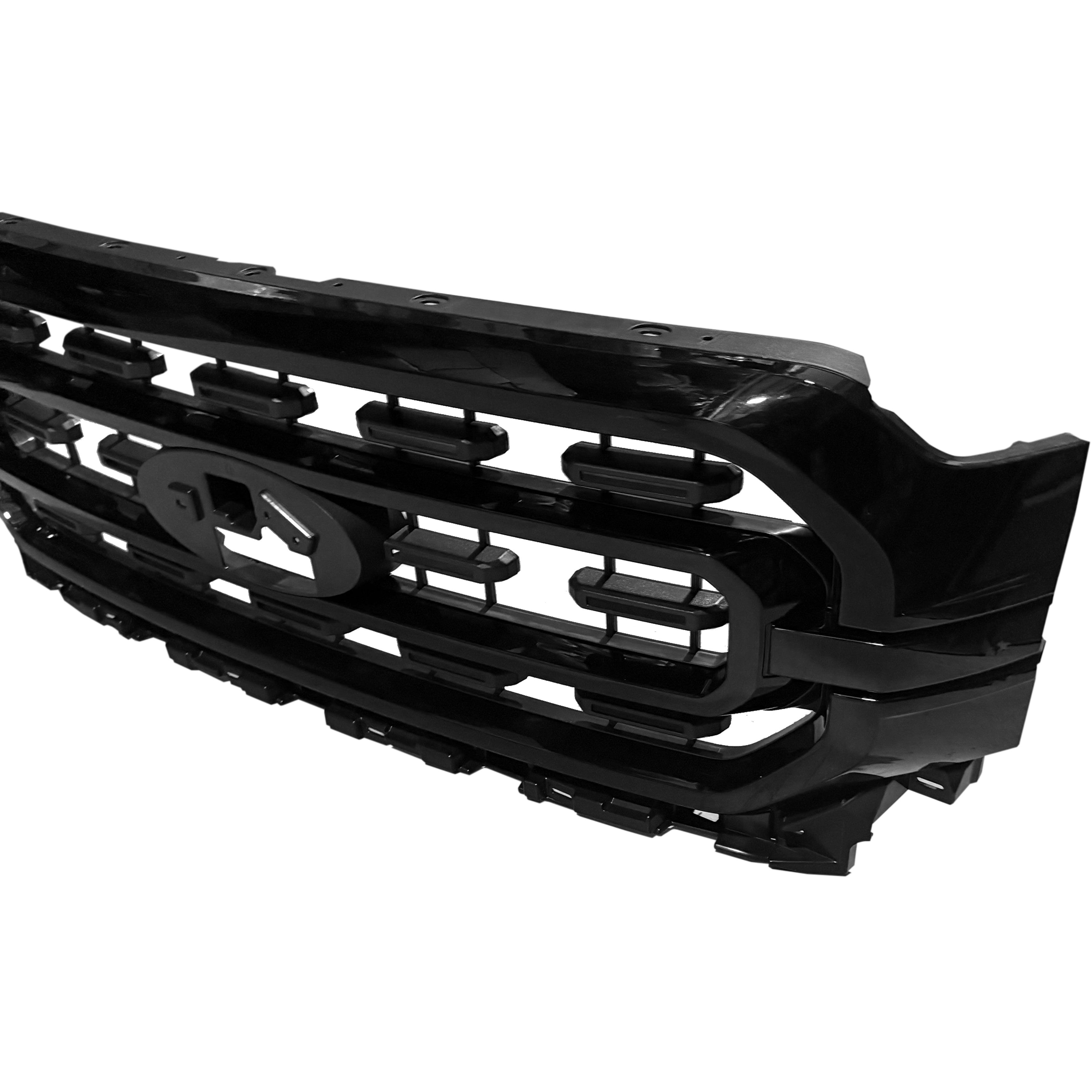 For 2021 2022 2023 2024 Ford F150 F-150 Front Bumper Pick-Up Grill Grille Black Gloss XLT Style Assembly ML3Z8200DA