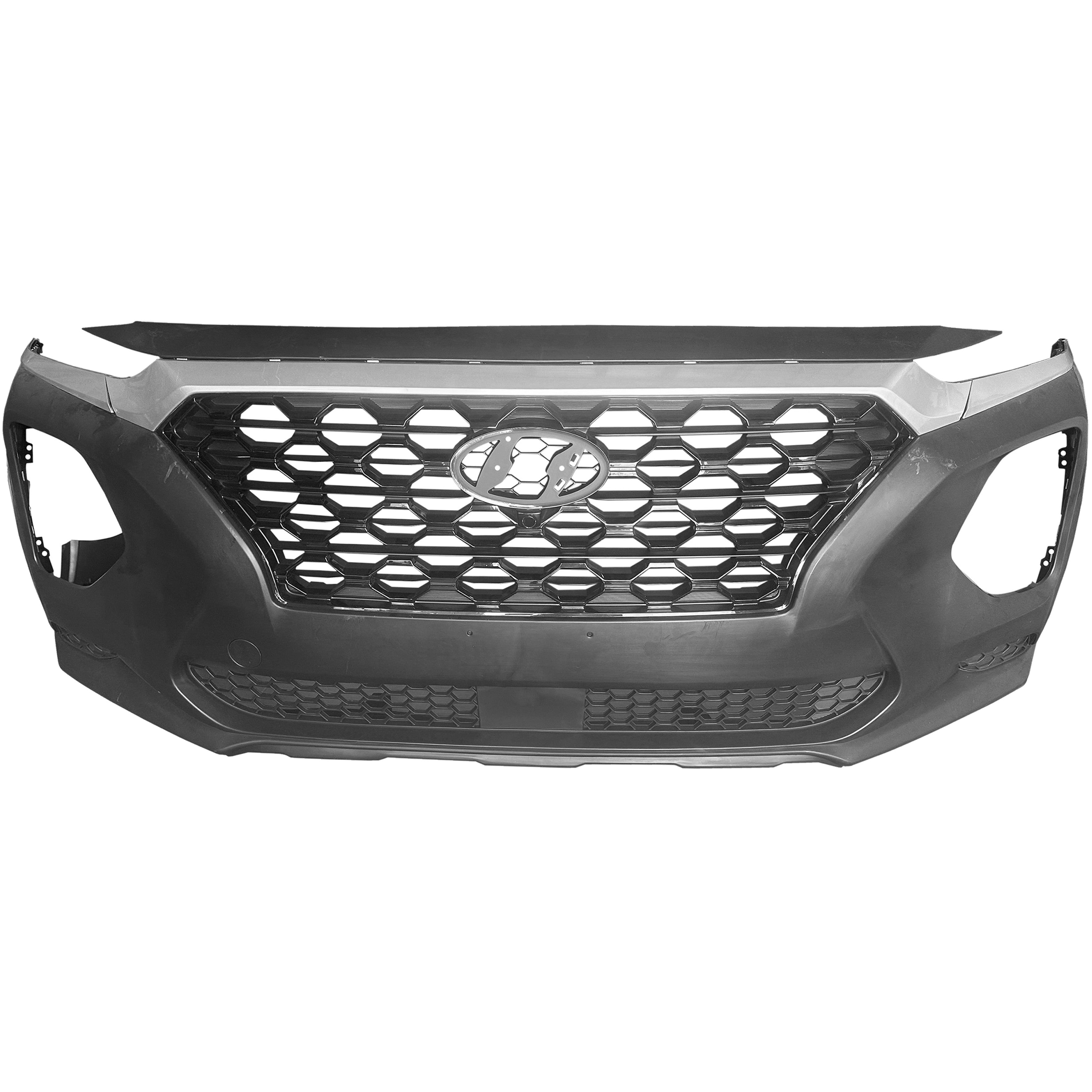 For 2019 2020 2021 Hyundai Santa Fe Front Complete Bumper Grille Cover, Headlights, Radiator Support, Hood and Fender Assembly Set