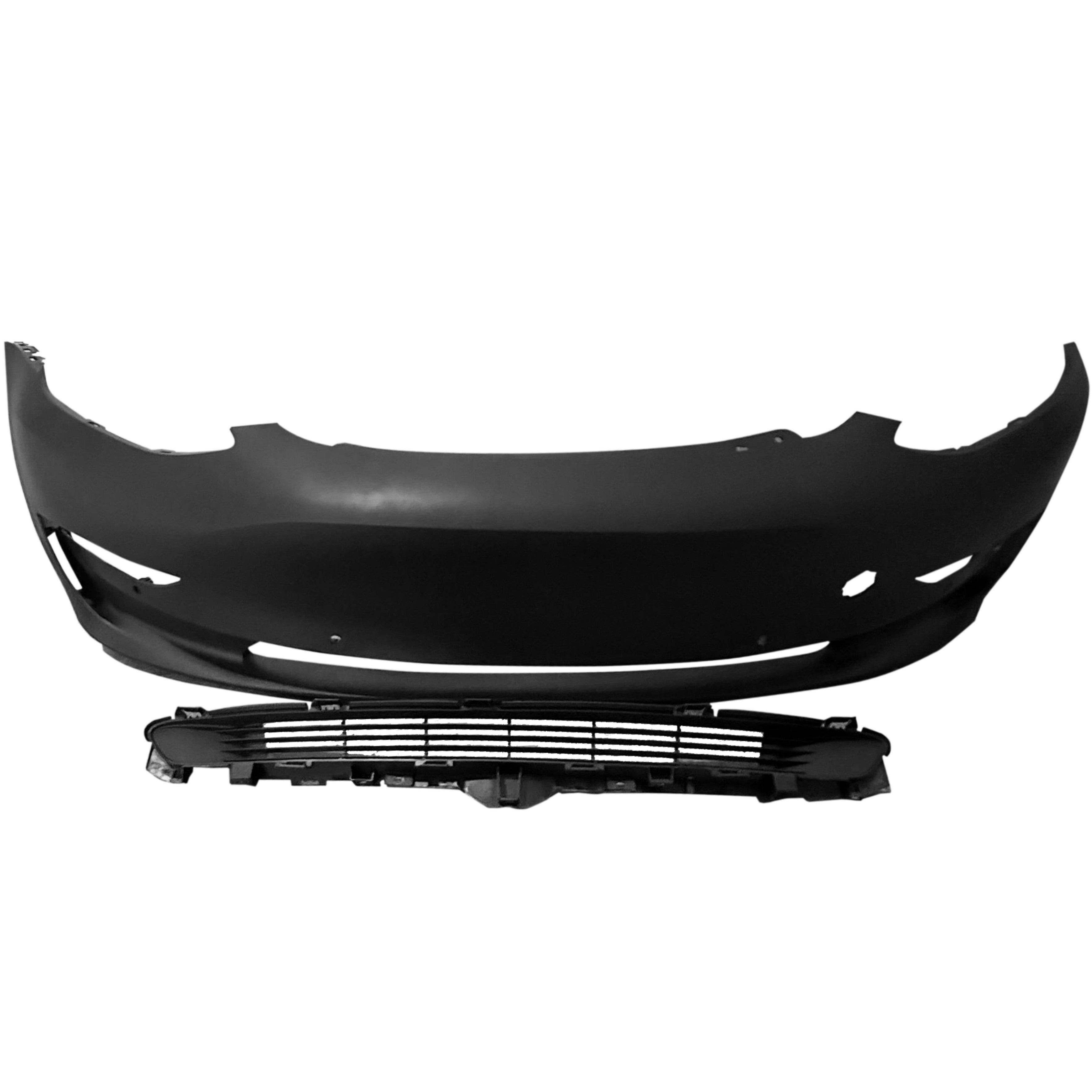 For 2017 2018 2019 2020 2021 2022 2023 Tesla Model 3 Front Bumper Cover With No Sensor Holes with Lower Grille Assembly