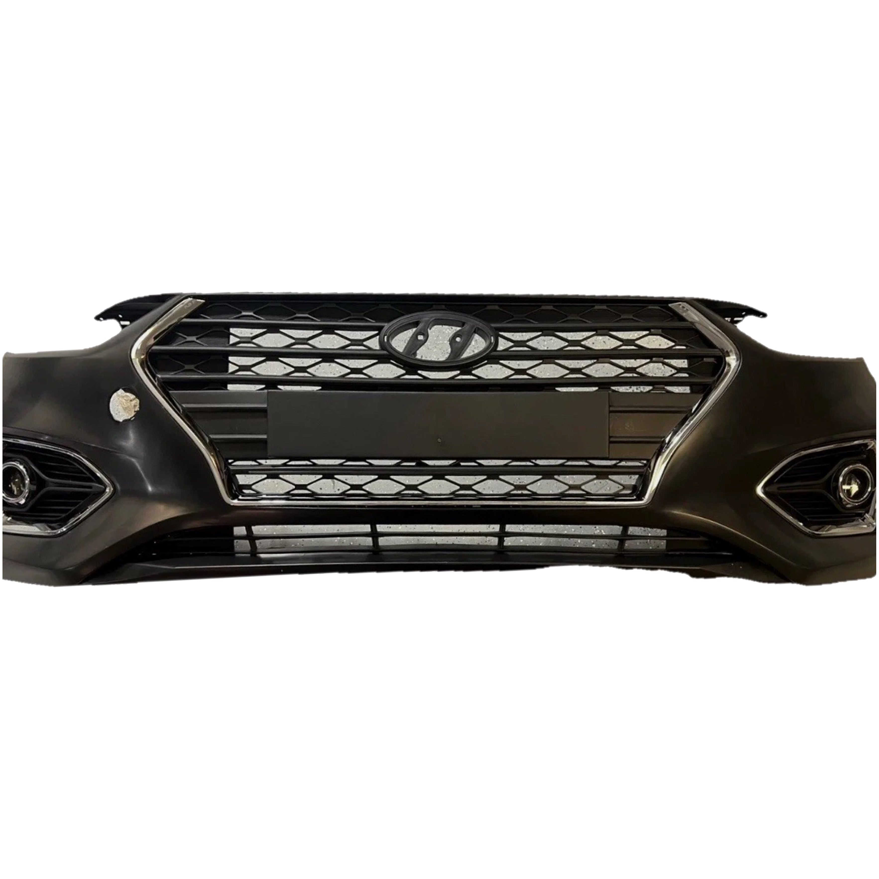 For 2018 2019 2020 2021 Hyundai Accent Front Bumper with Black Grille Assembly Set