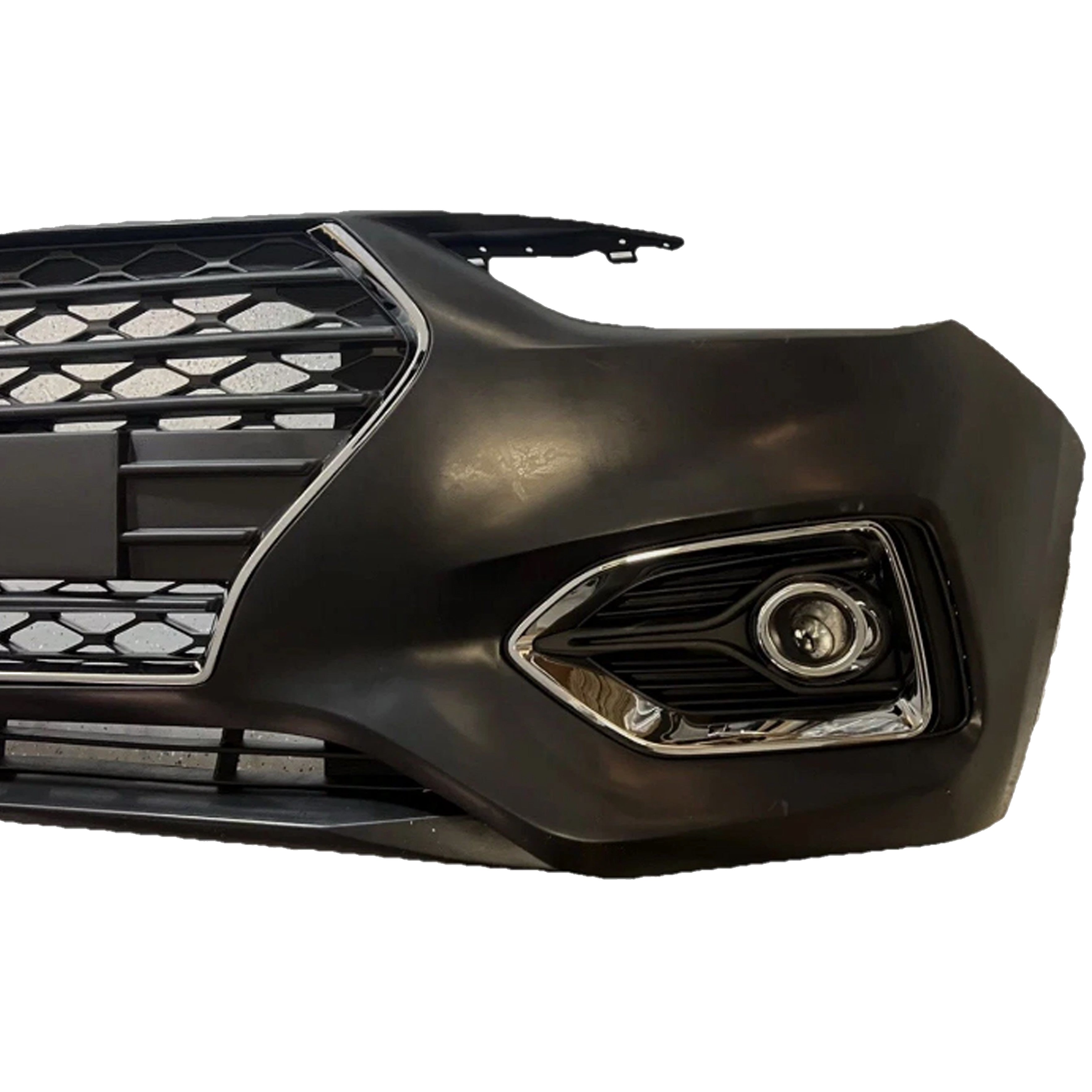 For 2018 2019 2020 2021 Hyundai Accent Front Bumper with Black Grille Assembly Set