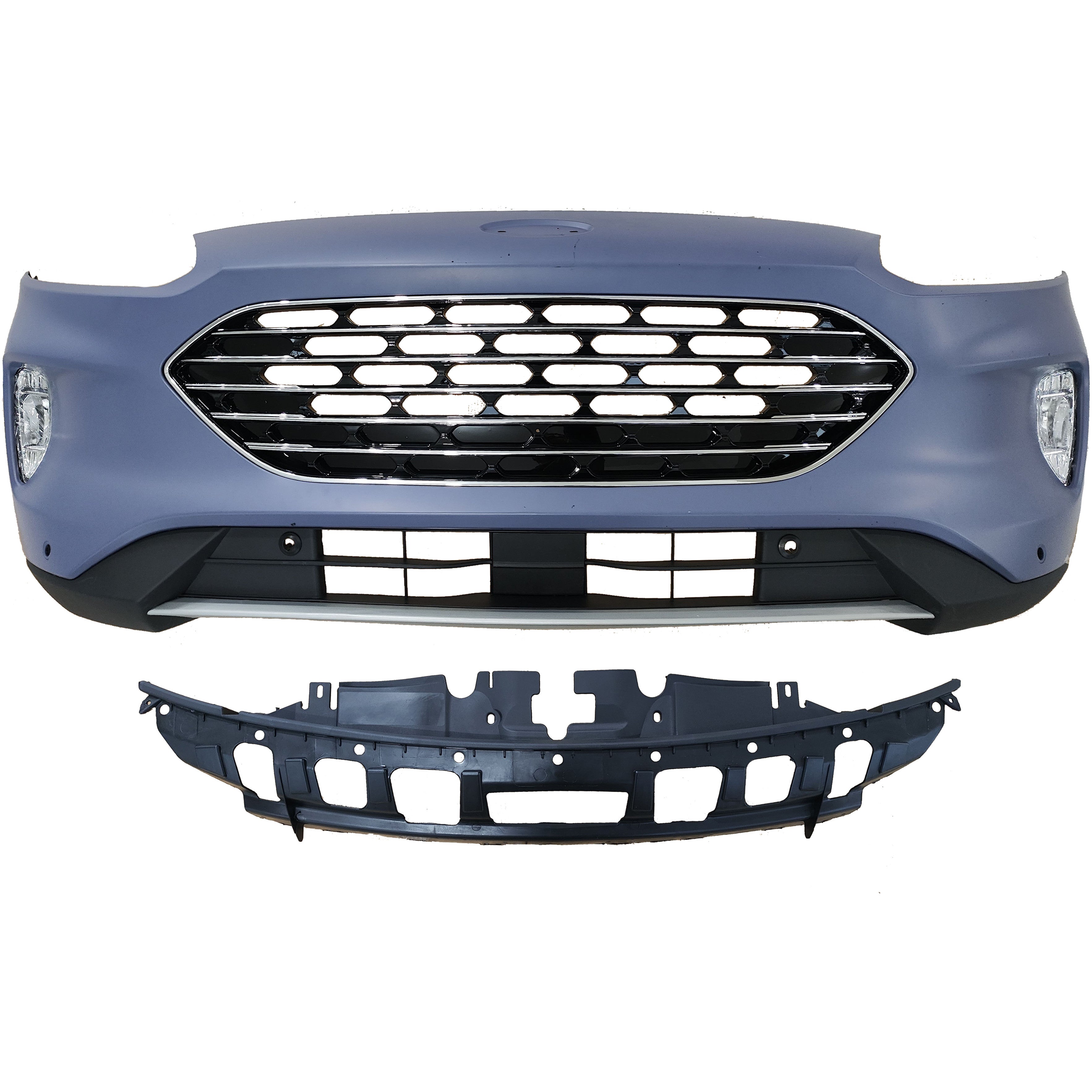 For 2020 2021 2022 Ford Escape Front Bumper with Sensor Holes & Fog Covers Complete Set Aftermarket Assembly