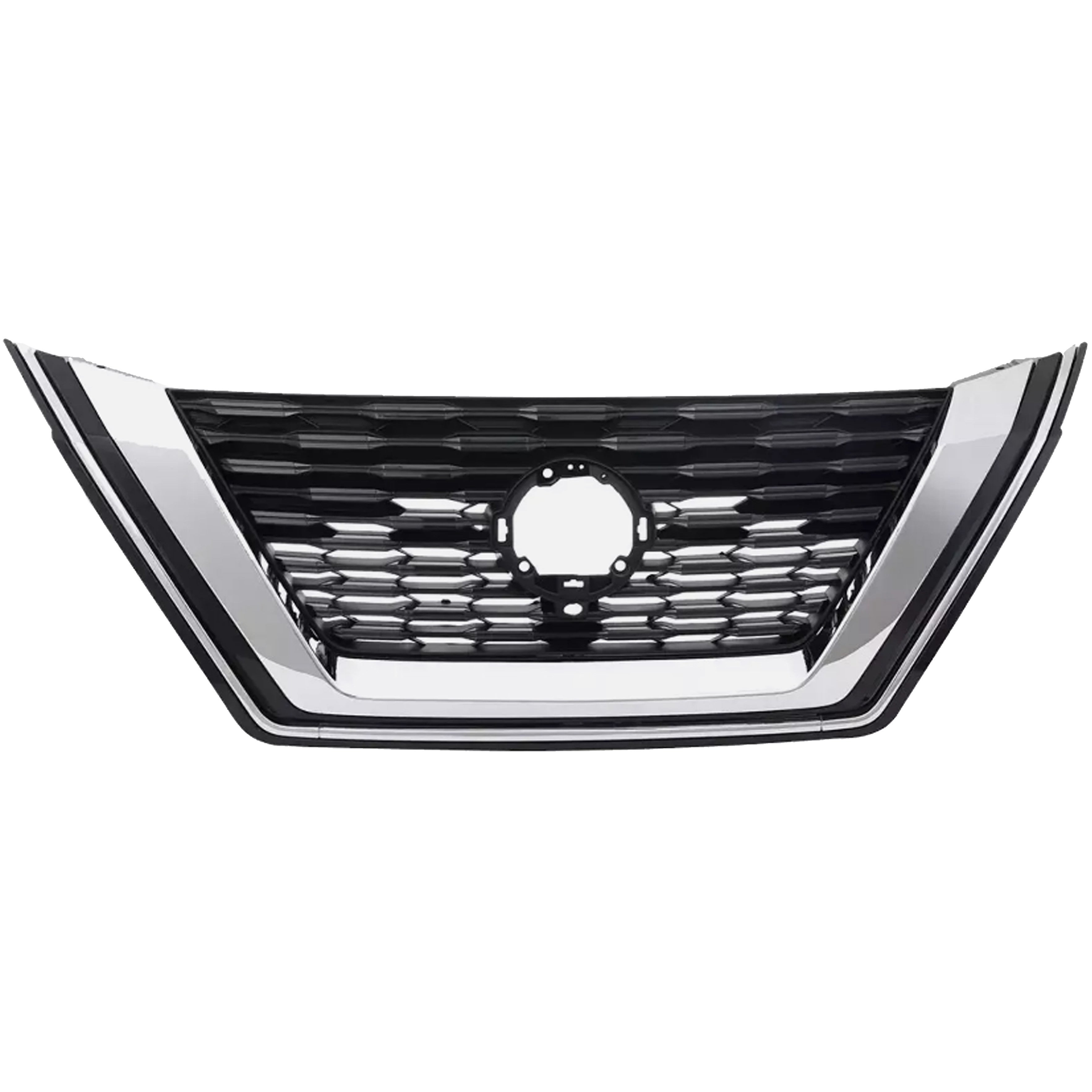 For 2021 2022 2023 Nissan Rogue Front Bumper Upper Grille with Camera Hole Chrome & Black ABS 623106RA0A