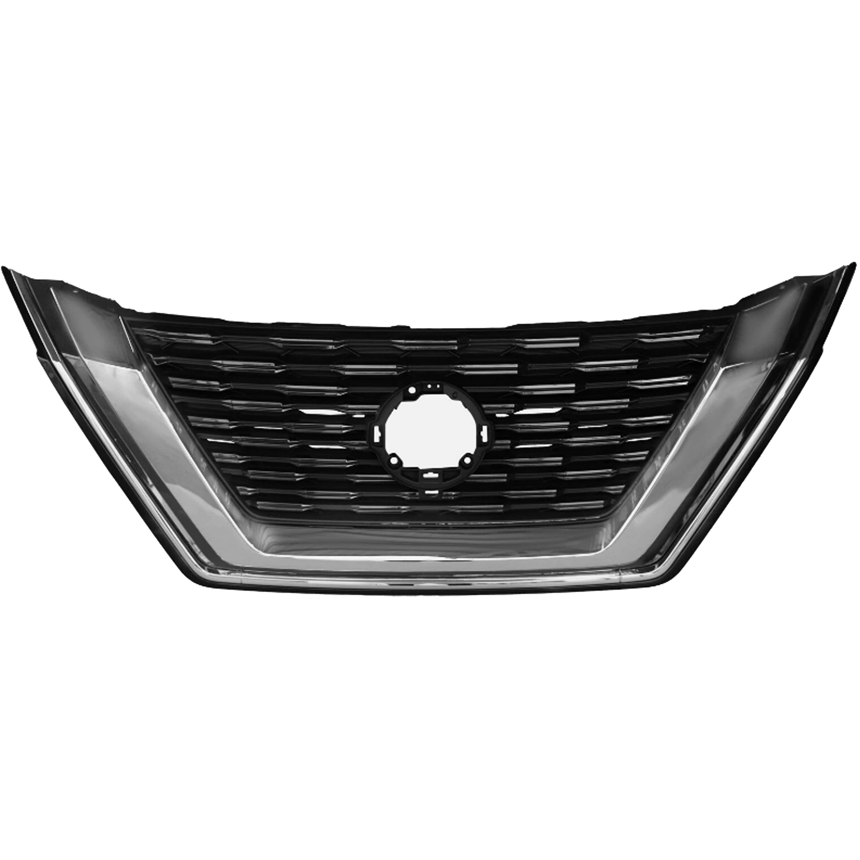For 2021 2022 2023 Nissan Rogue Front Bumper Upper Grille with Camera Hole Chrome & Black ABS 623106RA0A