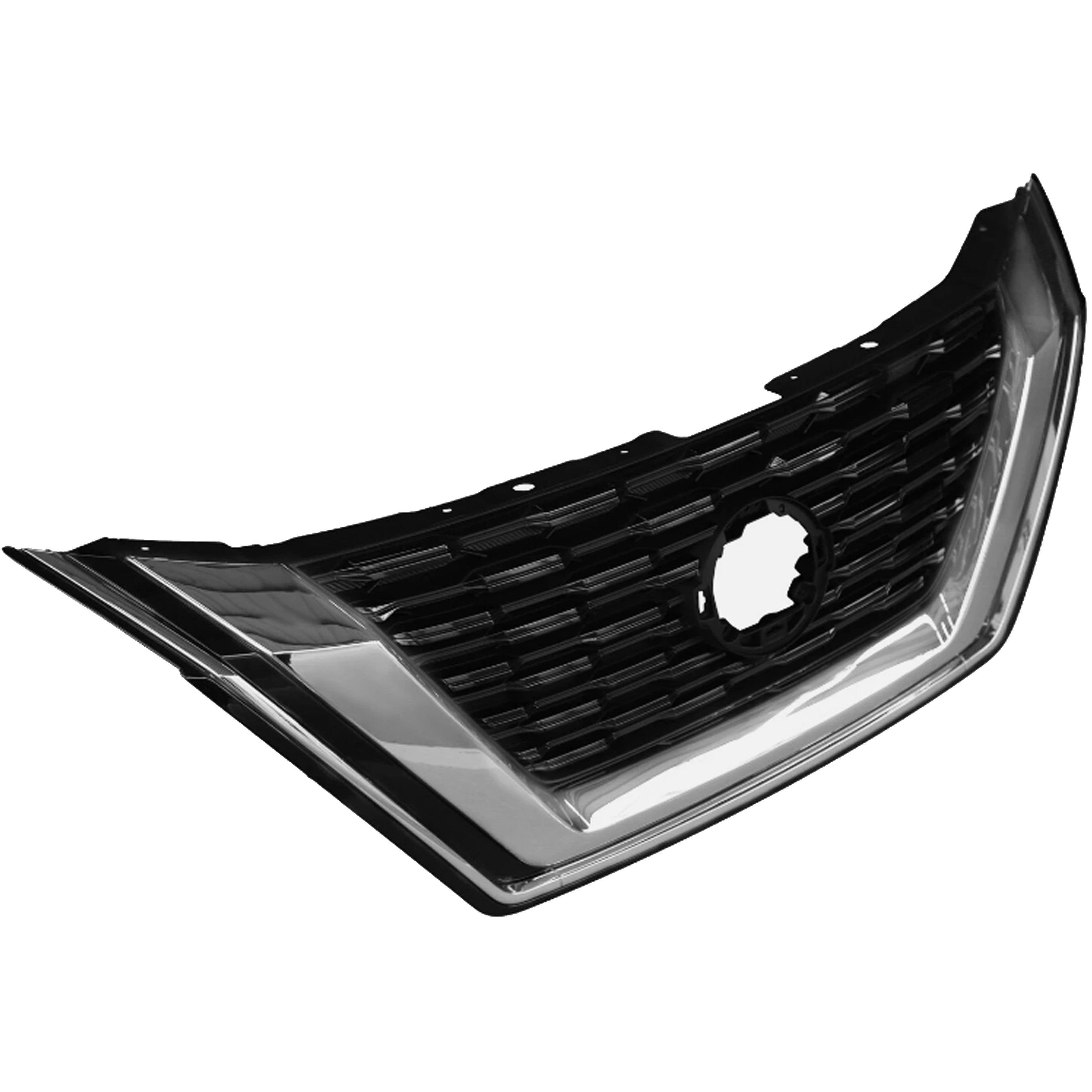 For 2021 2022 2023 Nissan Rogue Front Bumper Upper Grille with Camera Hole Chrome & Black ABS 623106RA0A