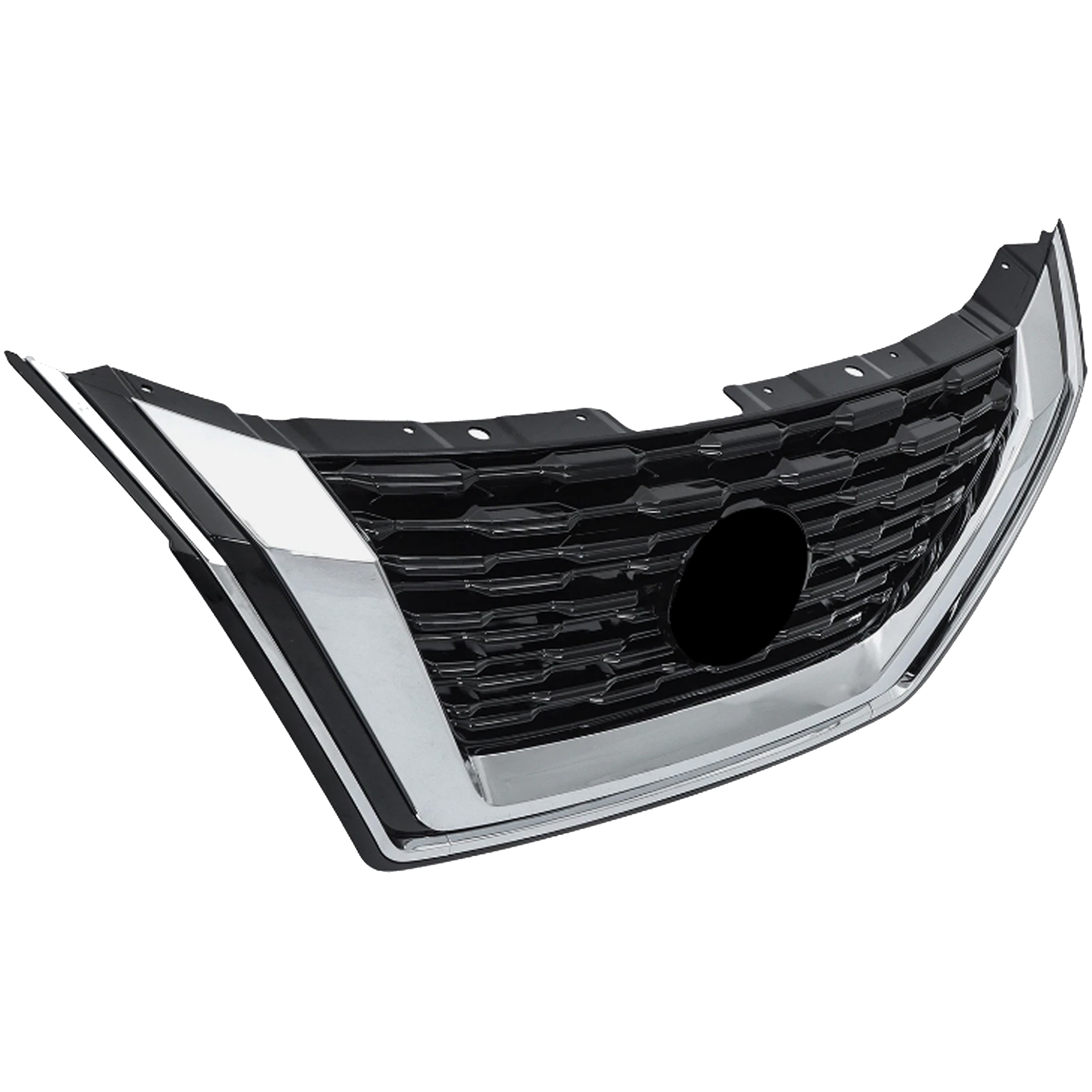 For 2021 2022 2023 Nissan Rogue Front Bumper Upper Grille w/o Camera Hole Chrome Black ABS 623106RR0A