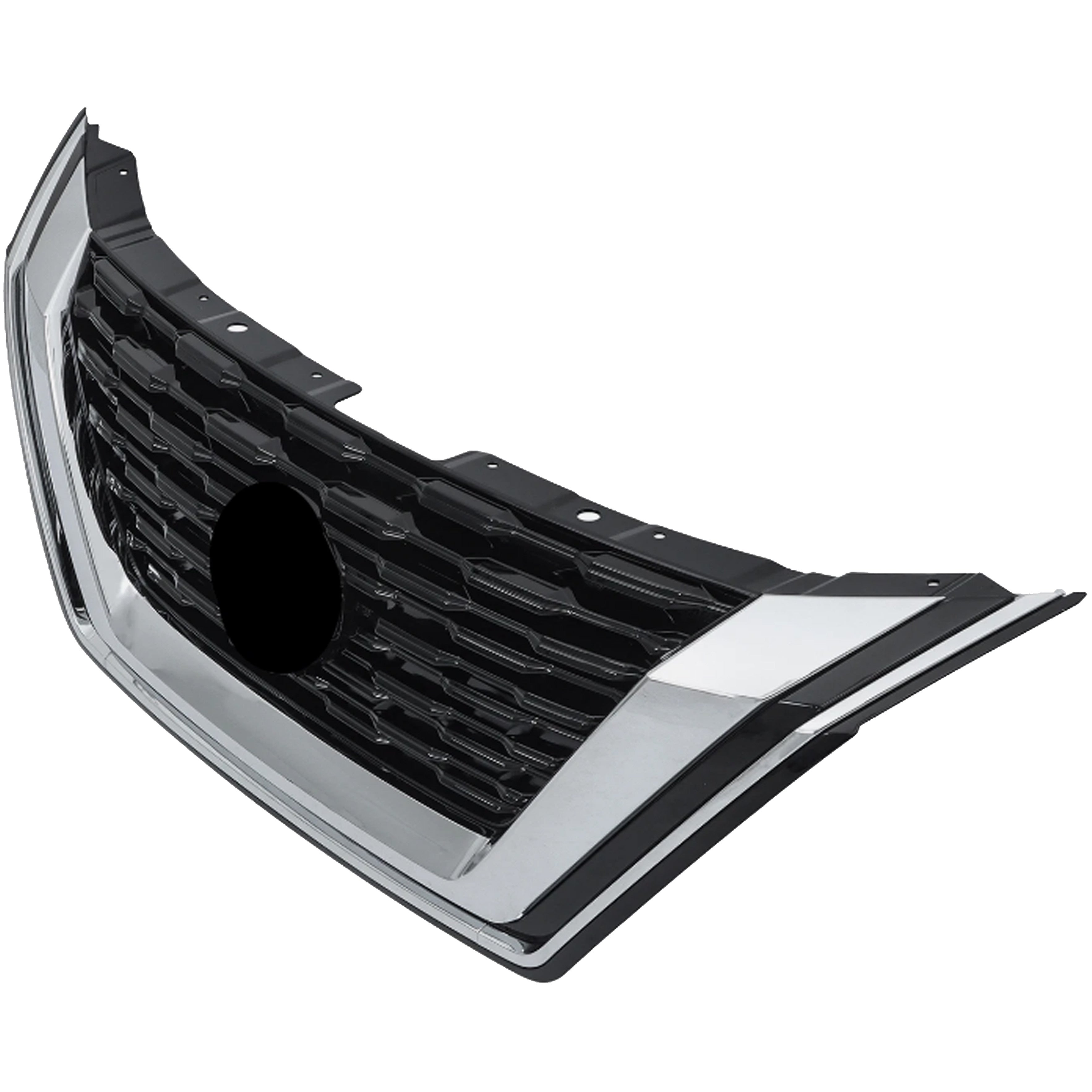 For 2021 2022 2023 Nissan Rogue Front Bumper Upper Grille w/o Camera Hole Chrome Black ABS 623106RR0A