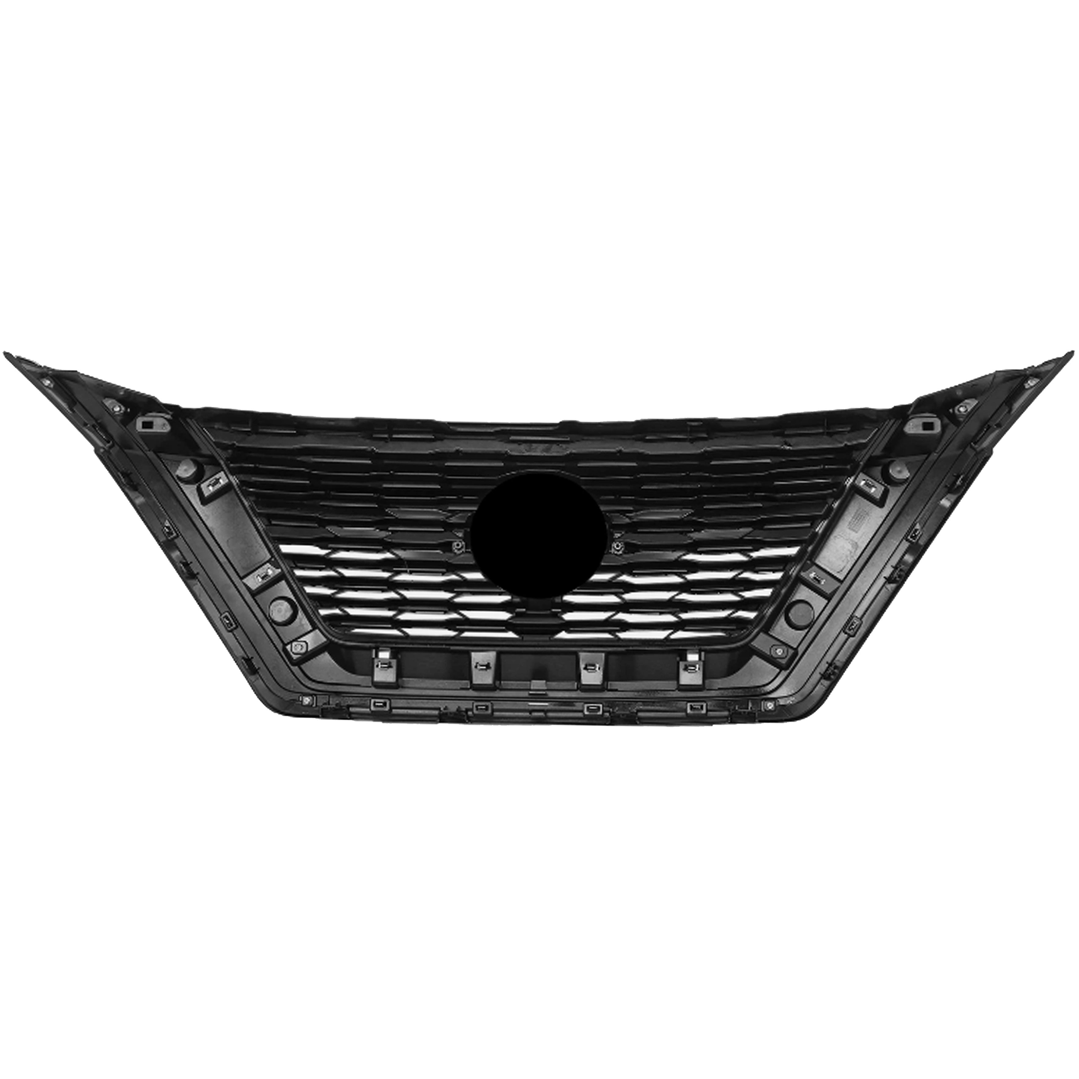 For 2021 2022 2023 Nissan Rogue Front Bumper Upper Grille w/o Camera Hole Chrome Black ABS 623106RR0A