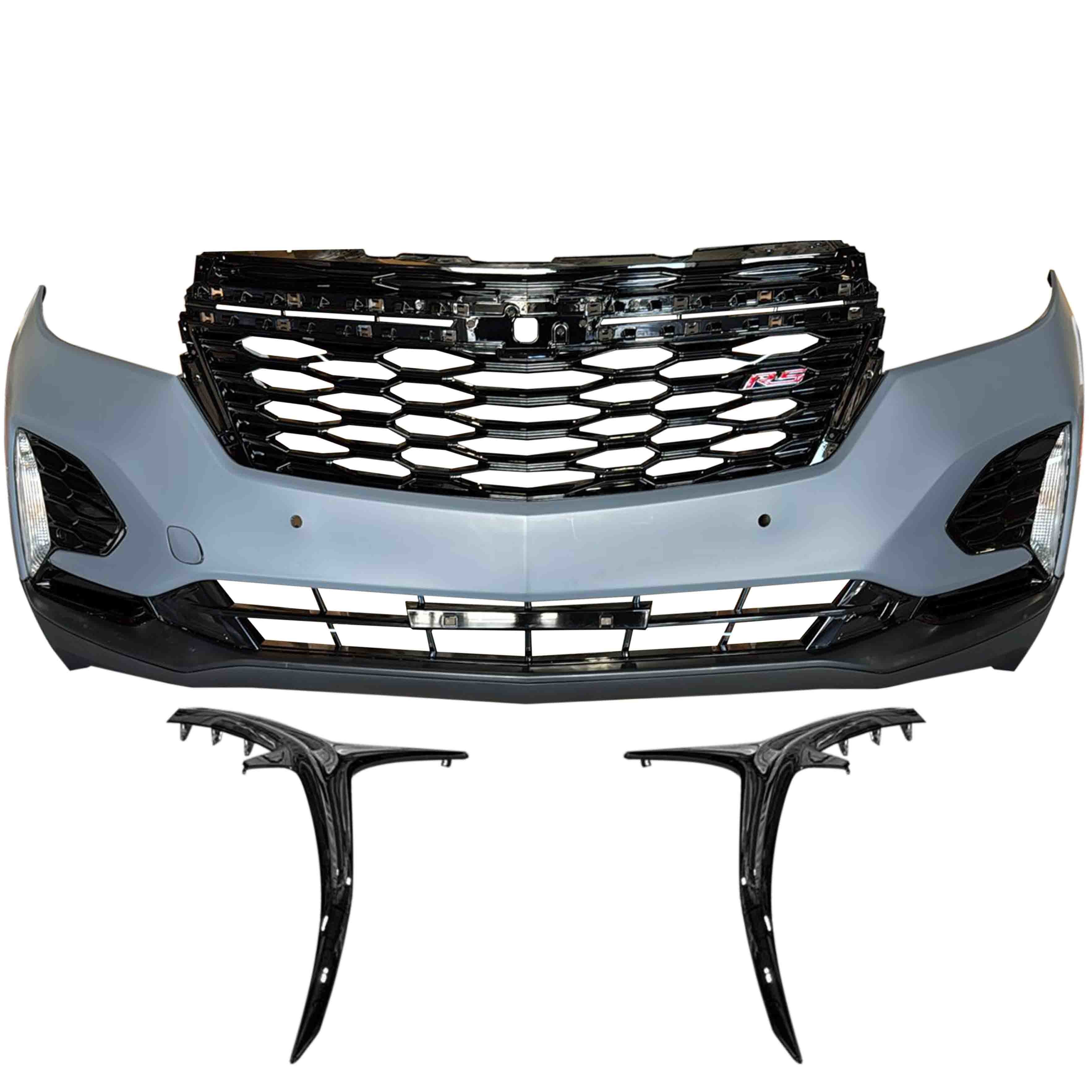 For 2022 2023 2024 Chevy Equinox RS Front Bumper Grille with Sensor Hole Aftermarket Assembly Set