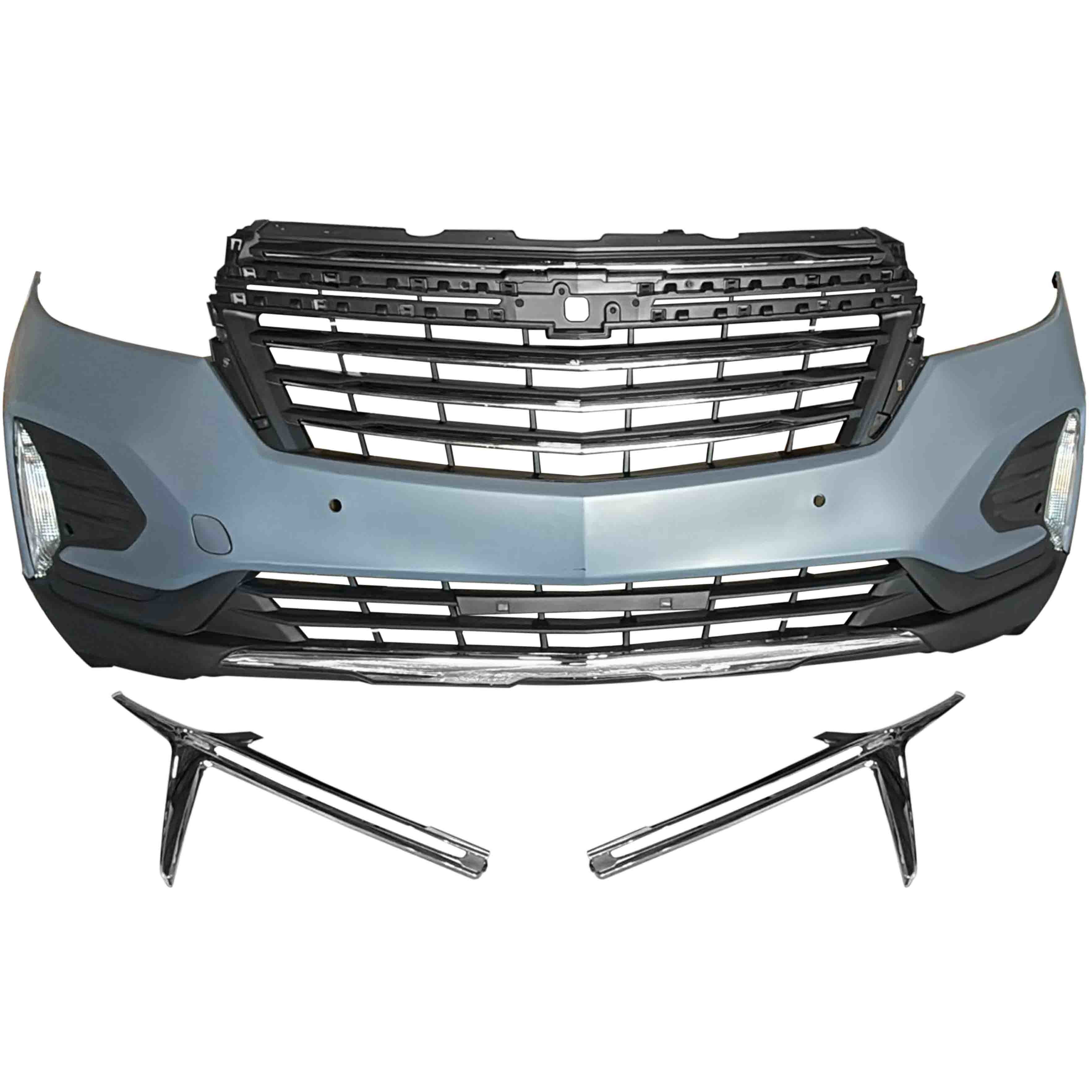 For 2022 2023 2024 Chevy Equinox LT Front Bumper Grille with Sensor Hole Aftermarket Assembly Set