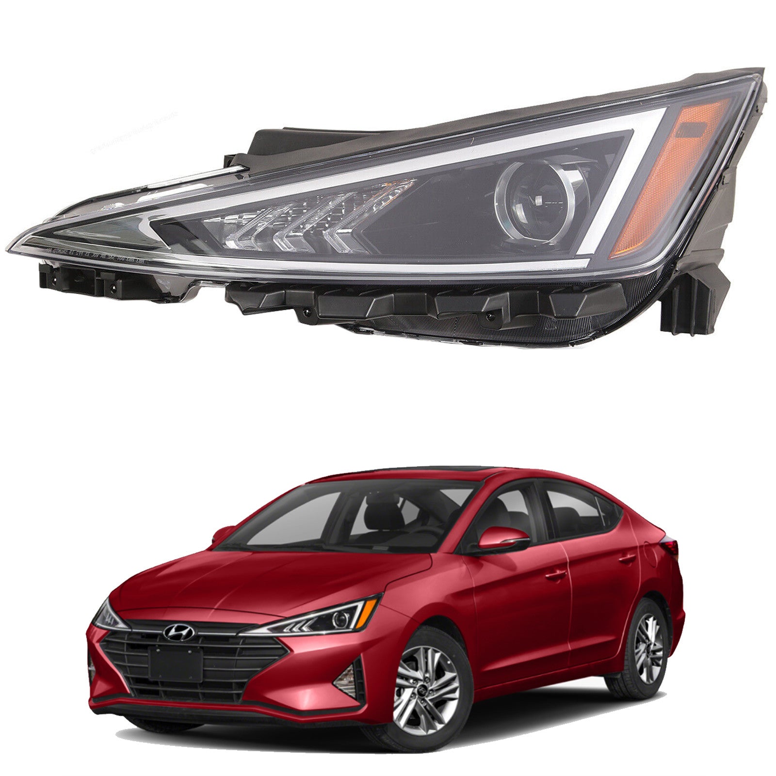 For 2019 2020 Hyundai Elantra Headlight Assembly Halogen Driver Side Damaged