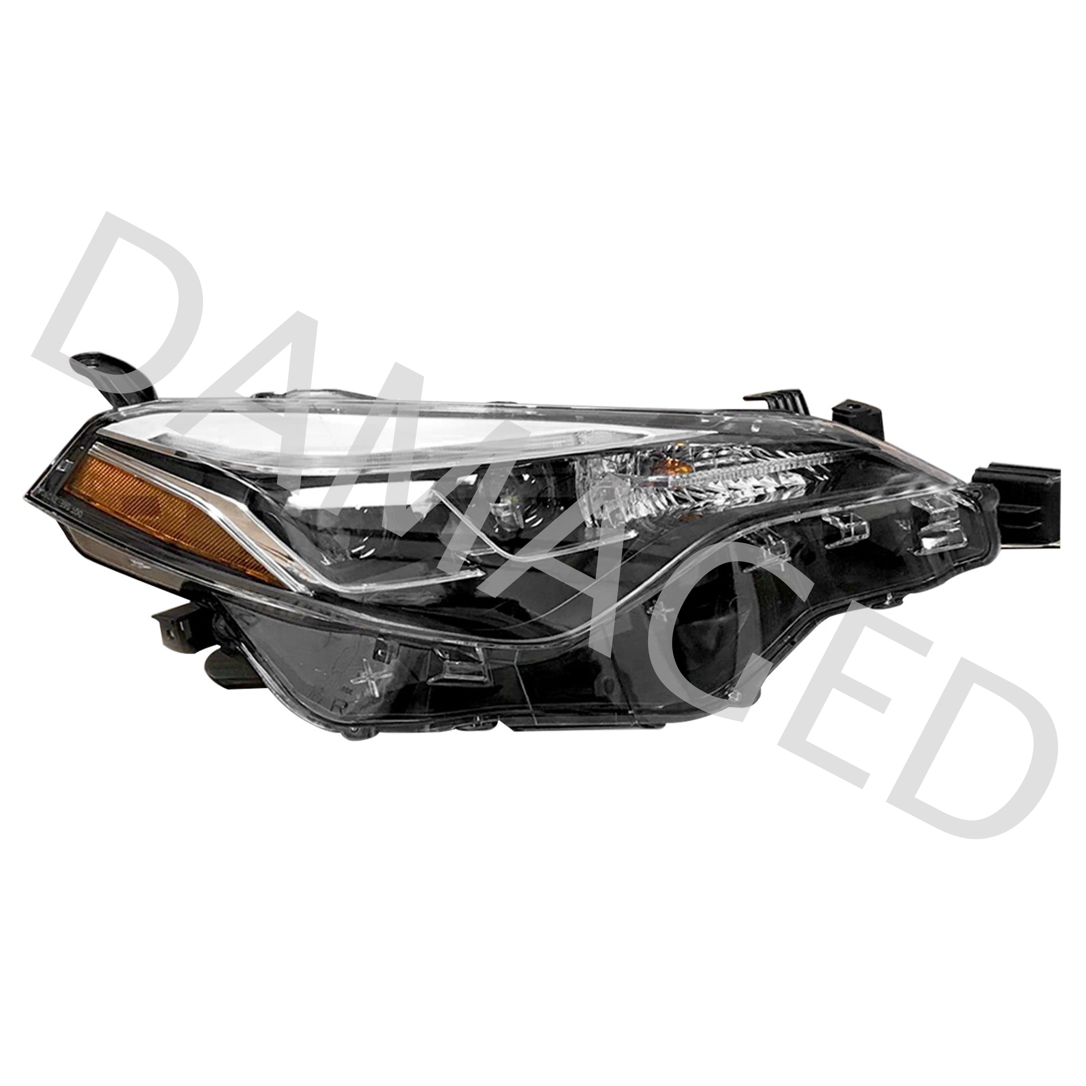 For 2017 2018 2019 Toyota Corolla SE XLE XSE Headlight Assembly Halogen with Dual LED Passenger Side Damaged