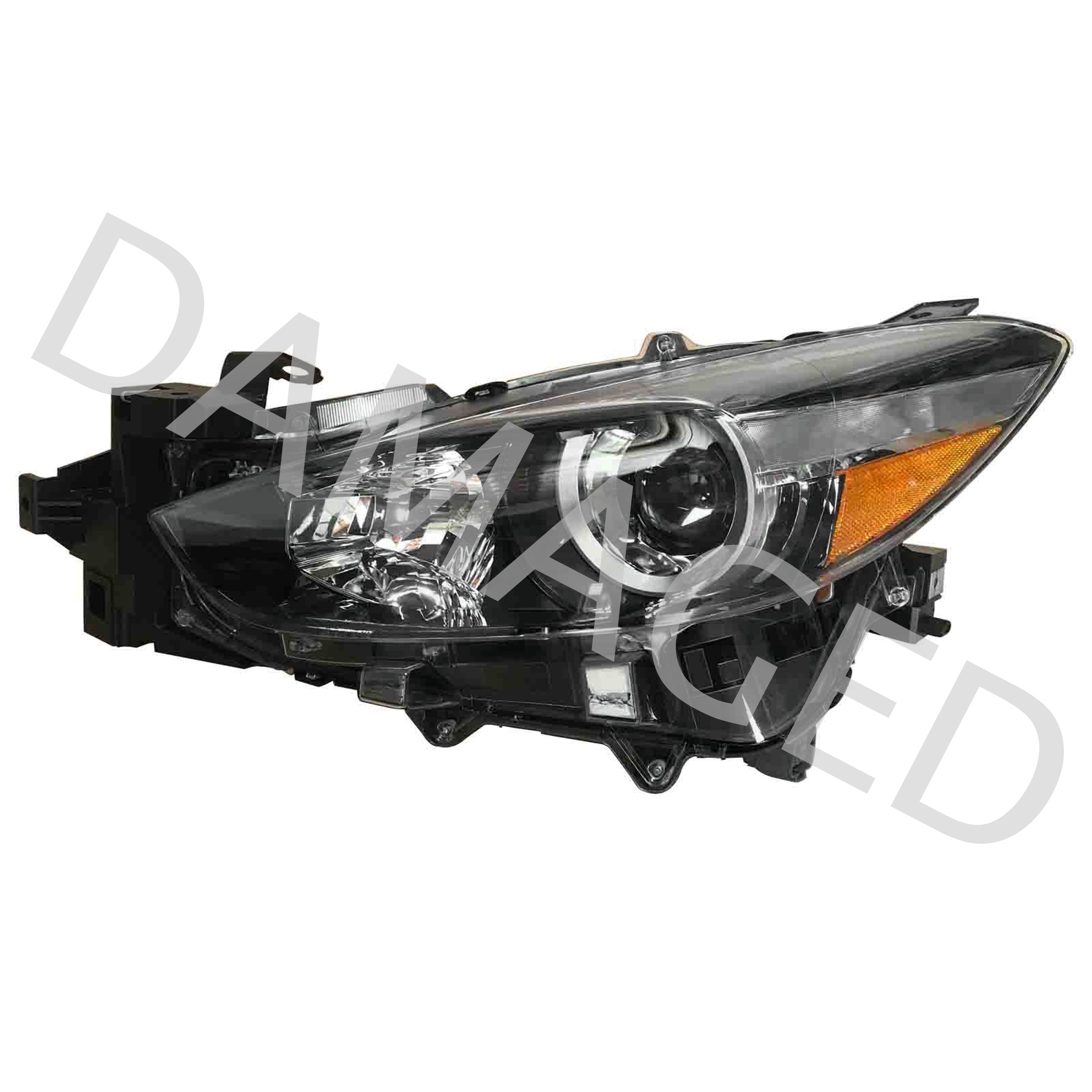 For 2017 2018 Mazda 3 Headlight Assembly Halogen Projector Driver Side Damaged