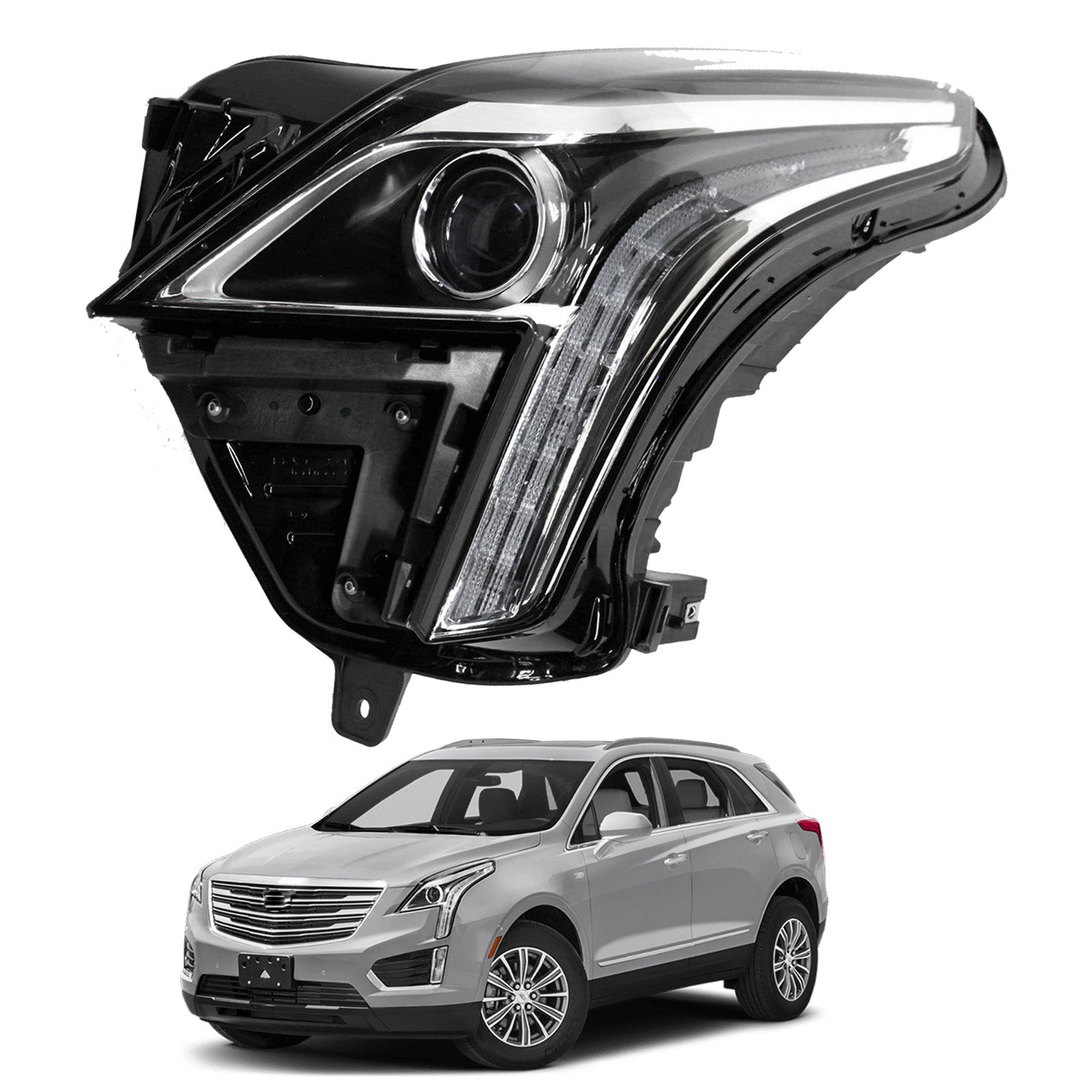 For 2017 2018 2019 Cadillac XT5 Headlight Assembly Halogen Projector with LED DRL Driver Side Damaged