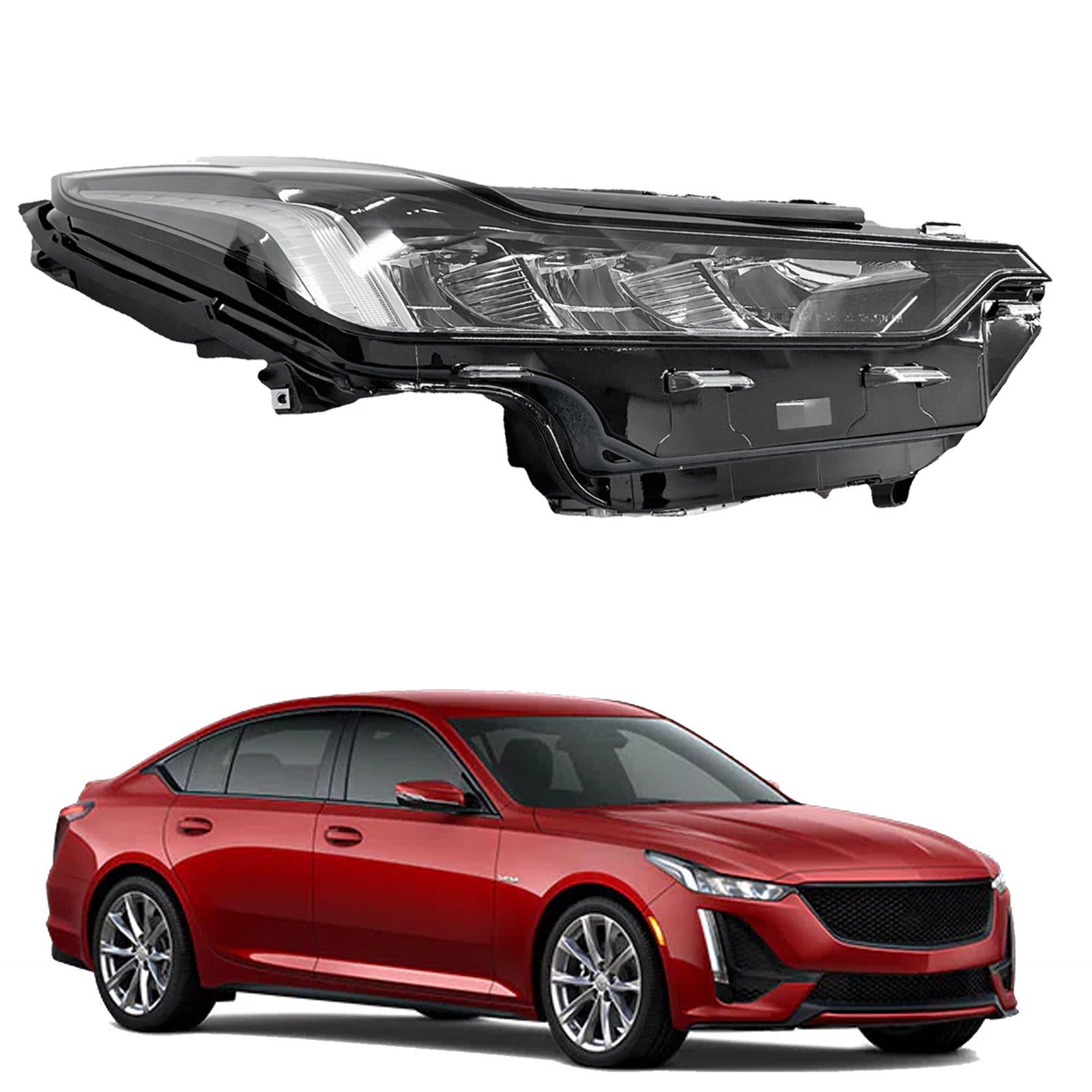 For 2020 2021 2022 Cadillac CT5 Headlight Headlamp Assembly LED DRL Passenger Side Damaged