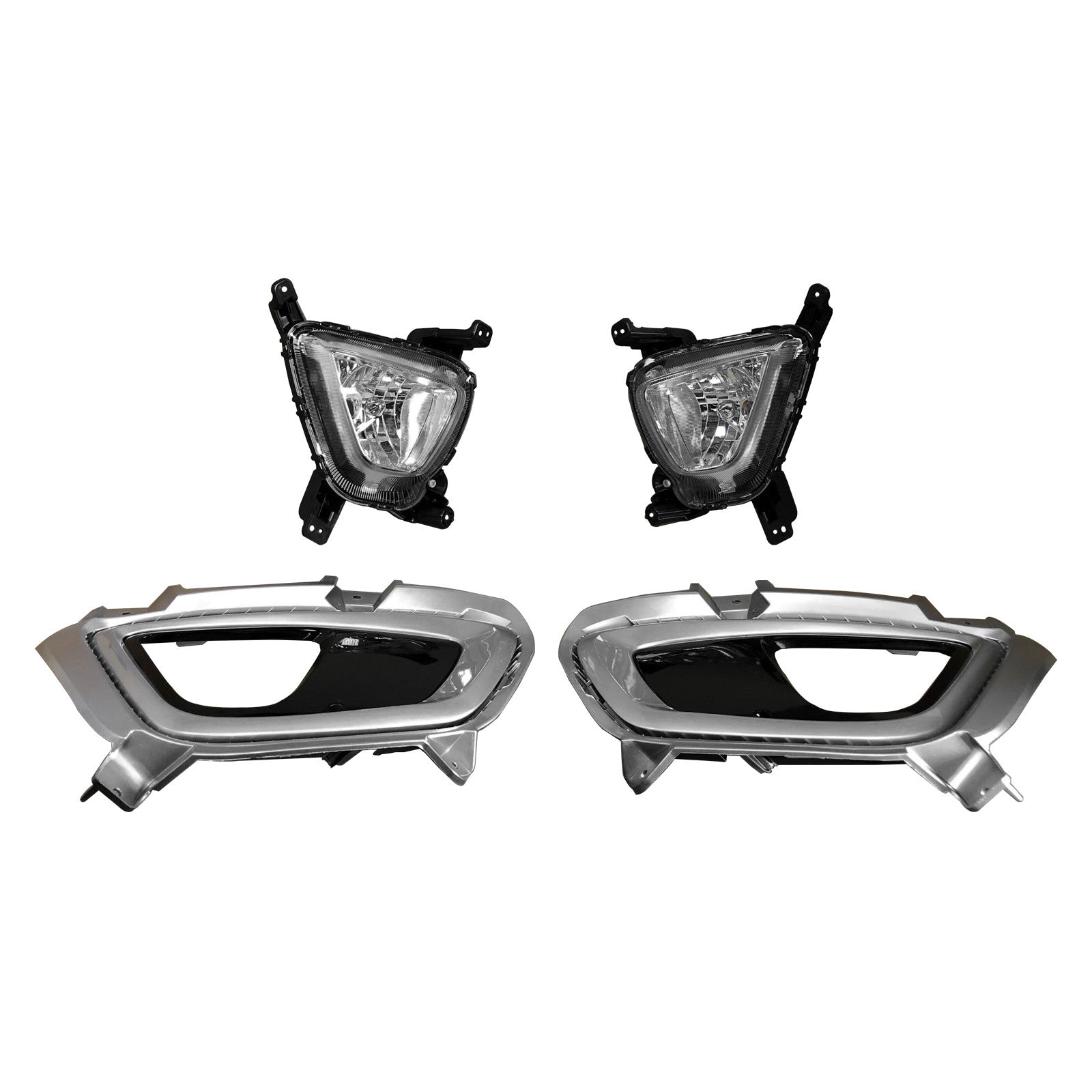 For 2016 2017 2018 Kia Sorento Fog Lamp Daytime Driving Light Assembly with Covers Bezels Set 4pcs Damaged