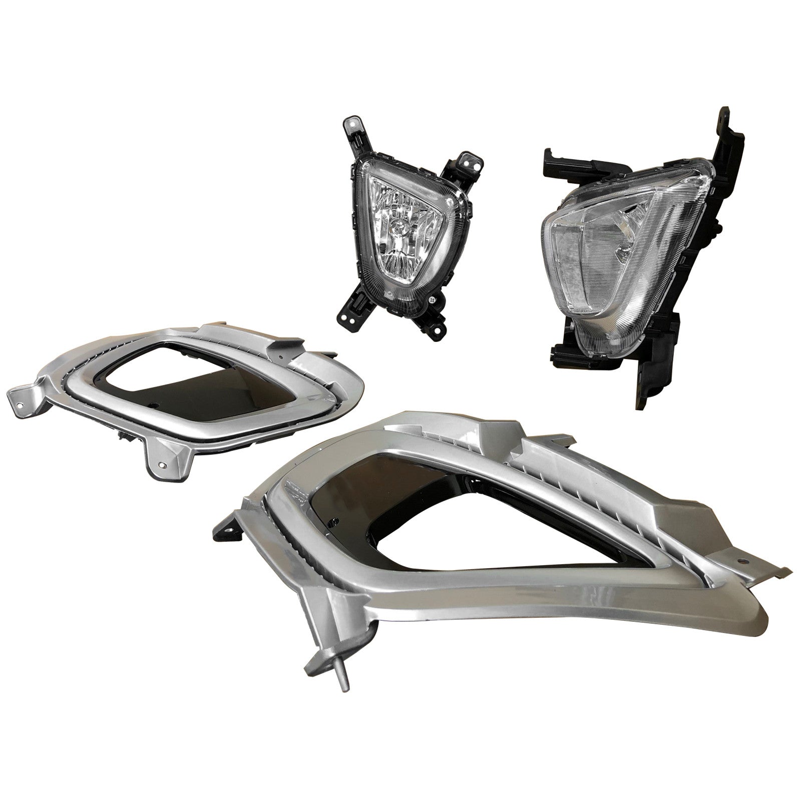 For 2016 2017 2018 Kia Sorento Fog Lamp Daytime Driving Light Assembly with Covers Bezels Set 4pcs Damaged