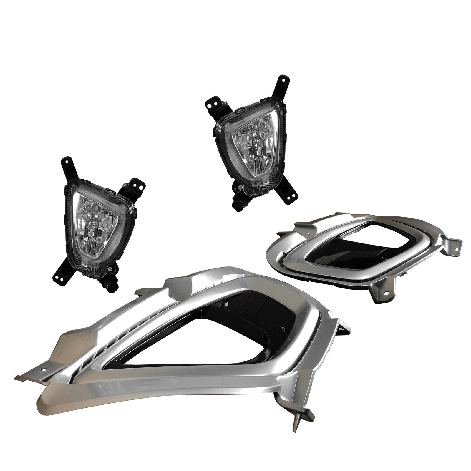 For 2016 2017 2018 Kia Sorento Fog Lamp Daytime Driving Light Assembly with Covers Bezels Set 4pcs Damaged