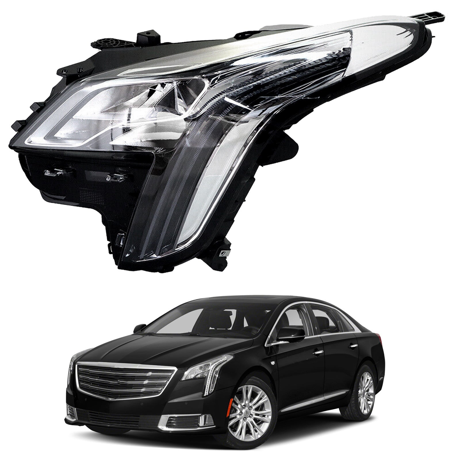 For 2018 2019 Cadillac XTS Headlight Assembly Full LED Chrome Housing Driver Side Damaged