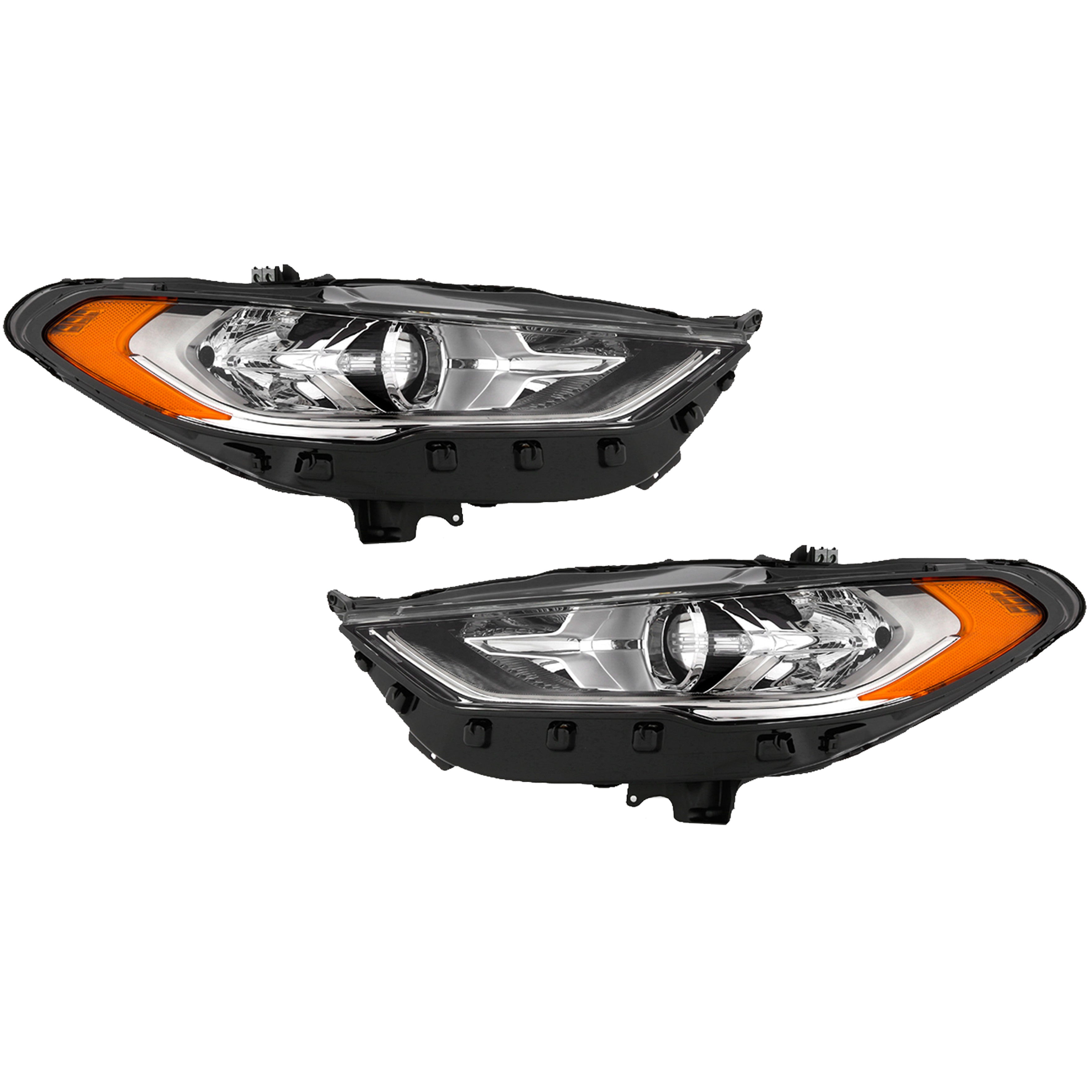 For 2017 2018 2019 Ford Fusion Front Headlight Halogen without LED DRL Projector Driver Passenger Side Pair Set FO2502348 FO2503348