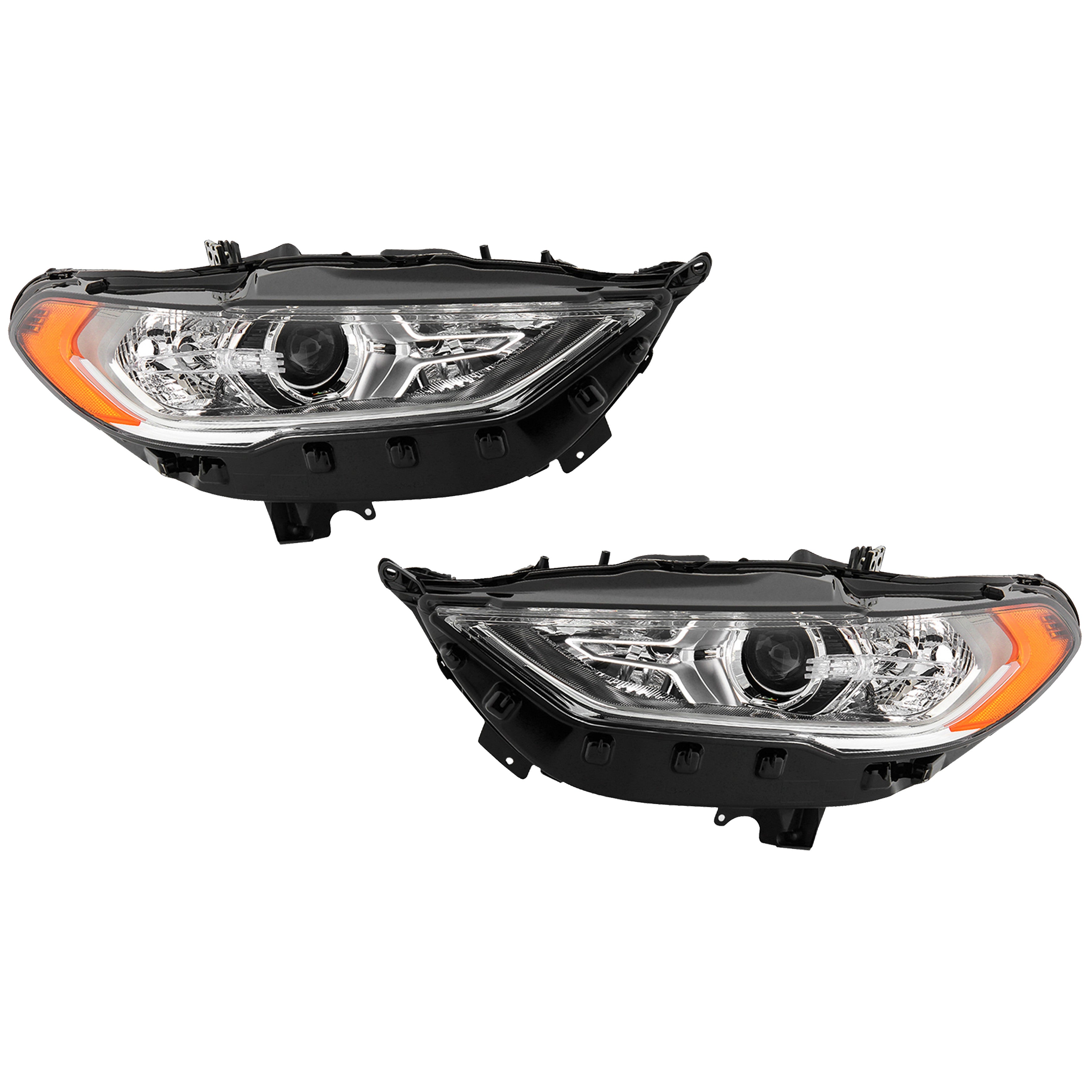 For 2017 2018 2019 Ford Fusion Front Headlight Halogen without LED DRL Projector Driver Passenger Side Pair Set FO2502348 FO2503348