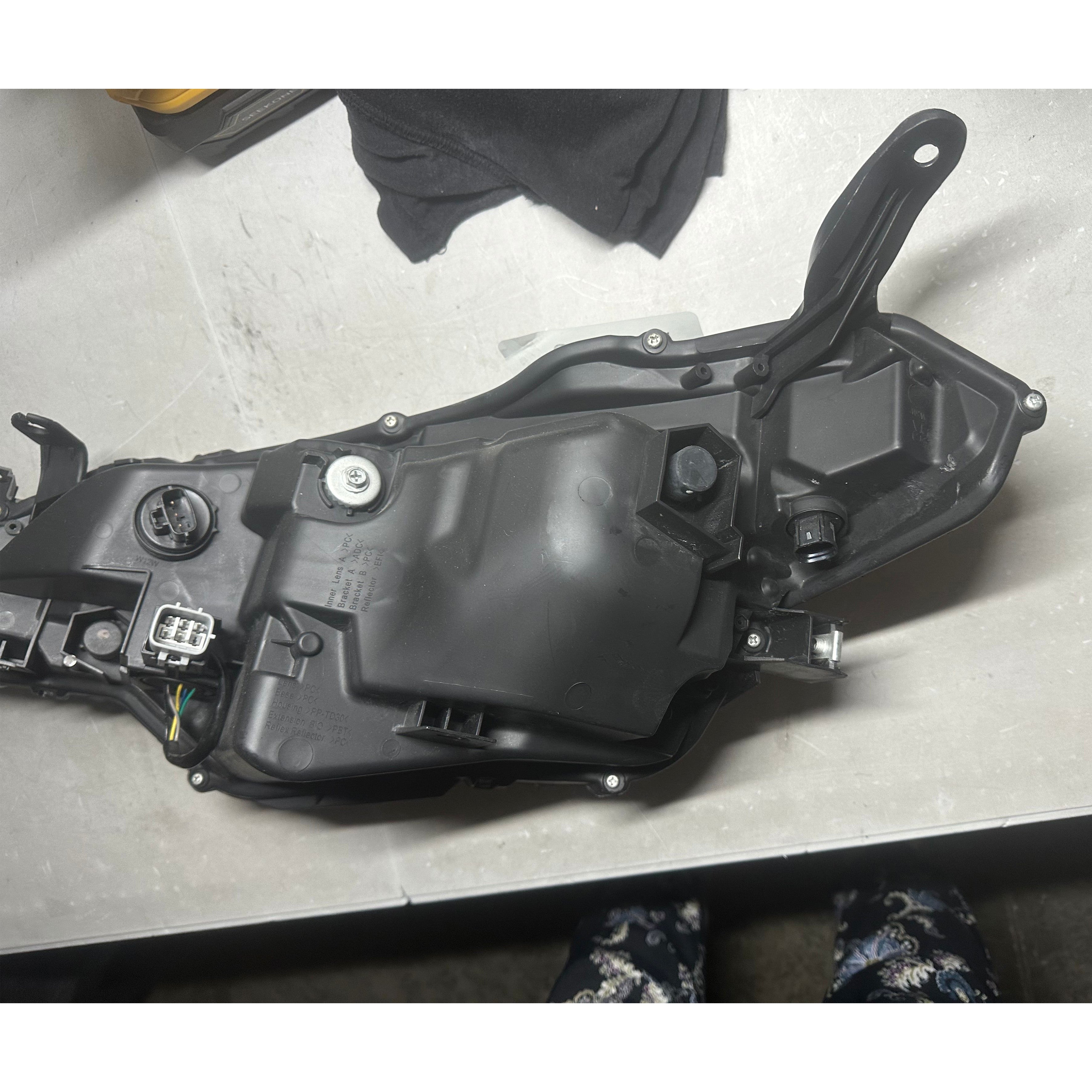 <p>2017 2018 2019 Toyota Corolla L LE Headlight Assembly Halogen with LED Daytime Running Lights DRL Passenger Side Damaged</p>