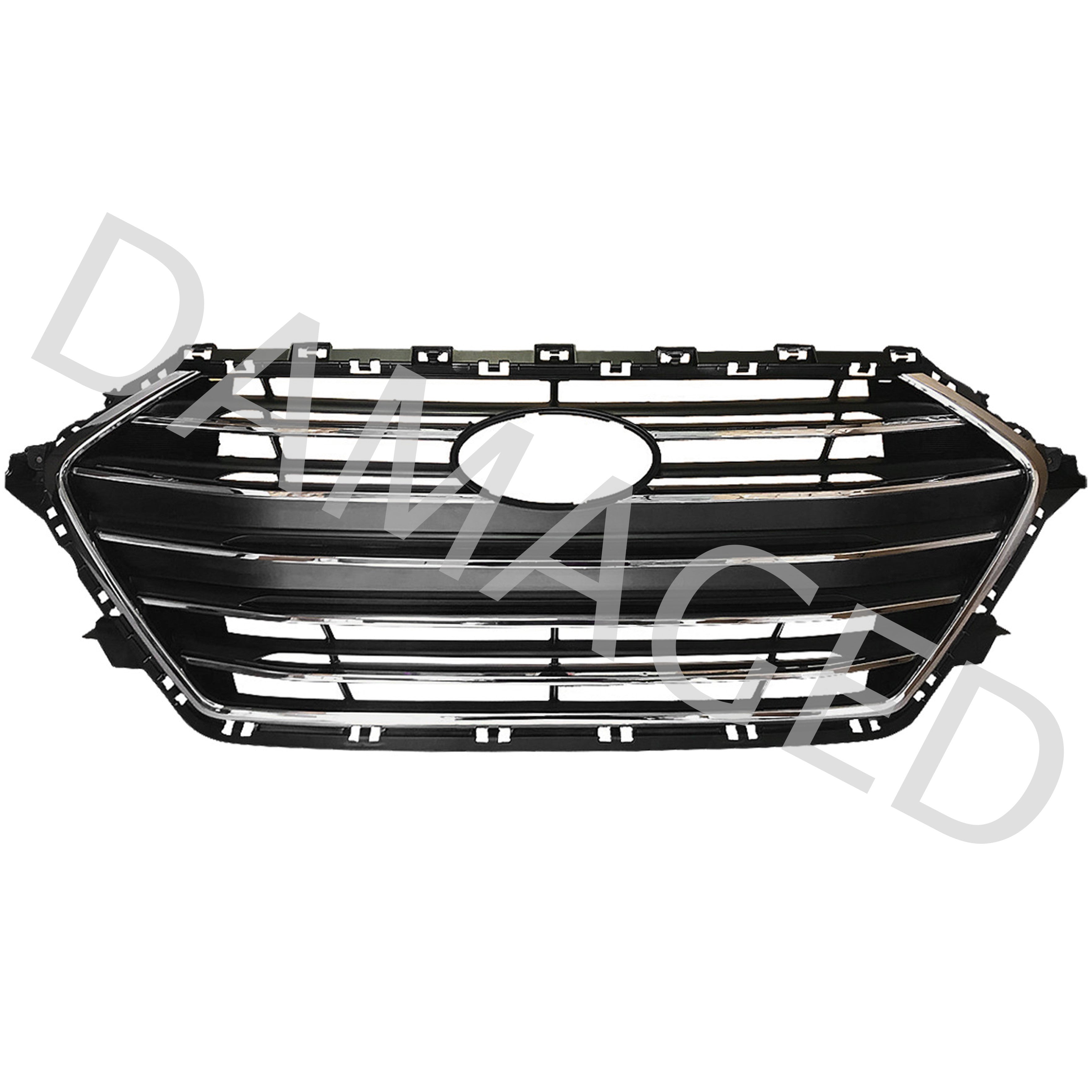 For 2017 2018 Hyundai Elantra Front Upper Bumper Grille with Silver Trim Damaged