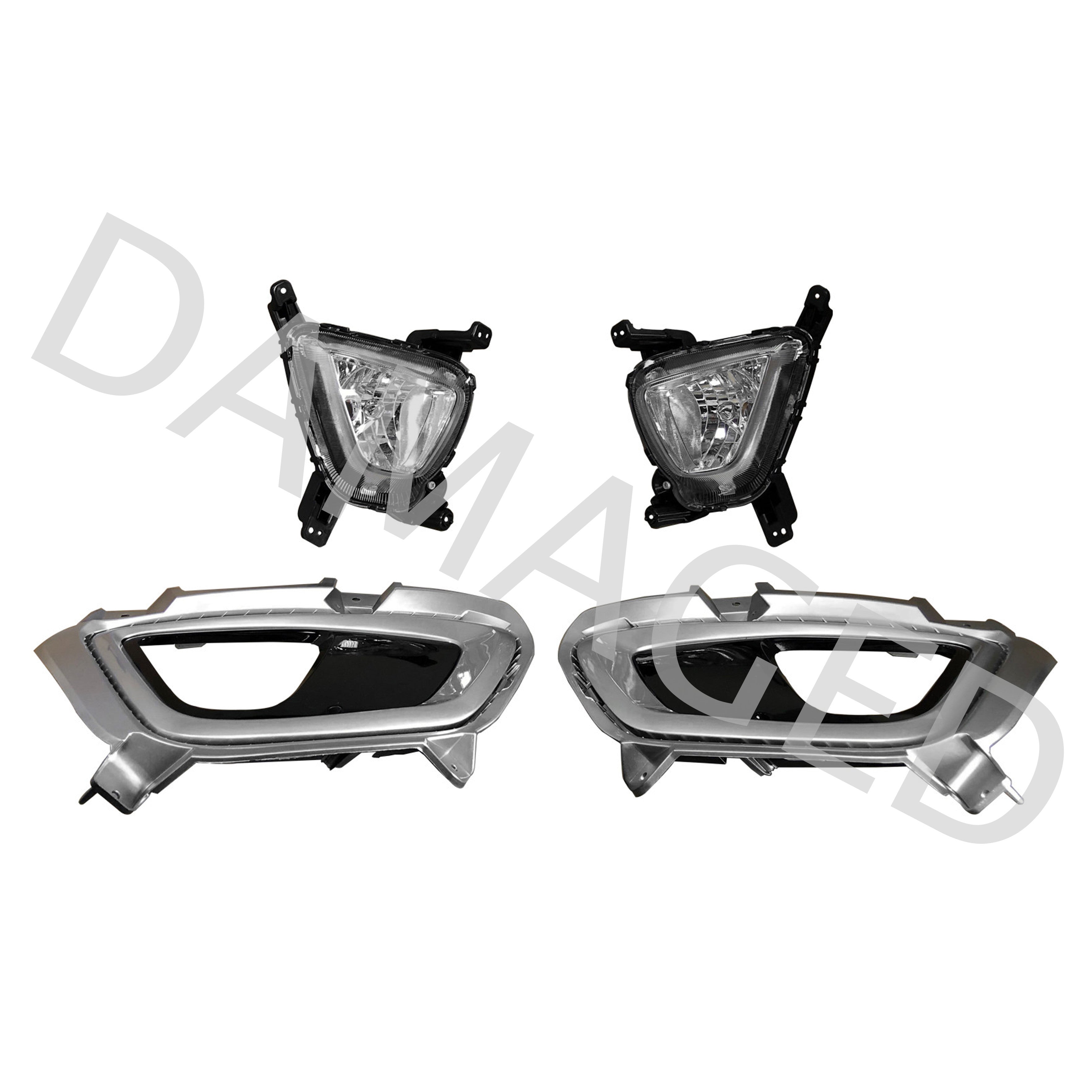 For 2016 2017 2018 Kia Sorento Fog Lamp Daytime Driving Light Assembly with Covers Bezels Set 4pcs Damaged