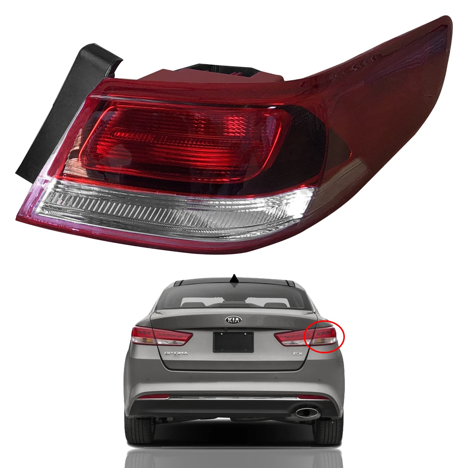 For 2016 2017 2018 2019 2020 Kia Optima Rear Outer Tail Light Lamp Assembly Halogen Right Passenger Side 92402D5000