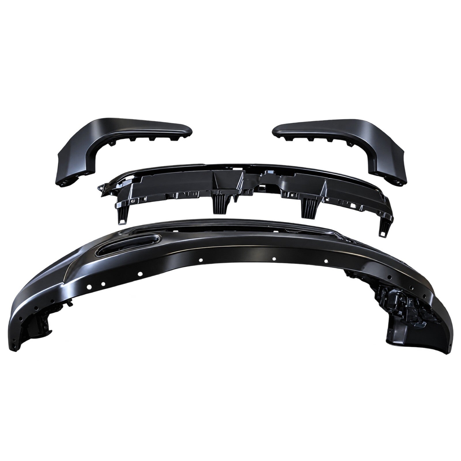 For 2019 2020 2021 2022 2023 2024 Dodge Ram 1500 Front Bumper Cover Set Assembly w/ Glossy Black Grille w/ Sensor Holes